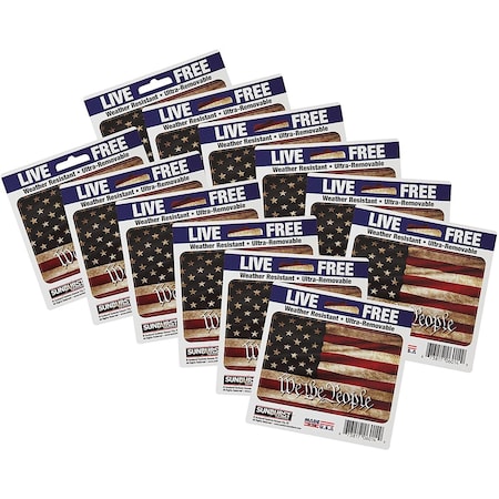 Sunburst Systems Decal We The People Flag 3 in x 4.5 in, 12-Pack PK 6214